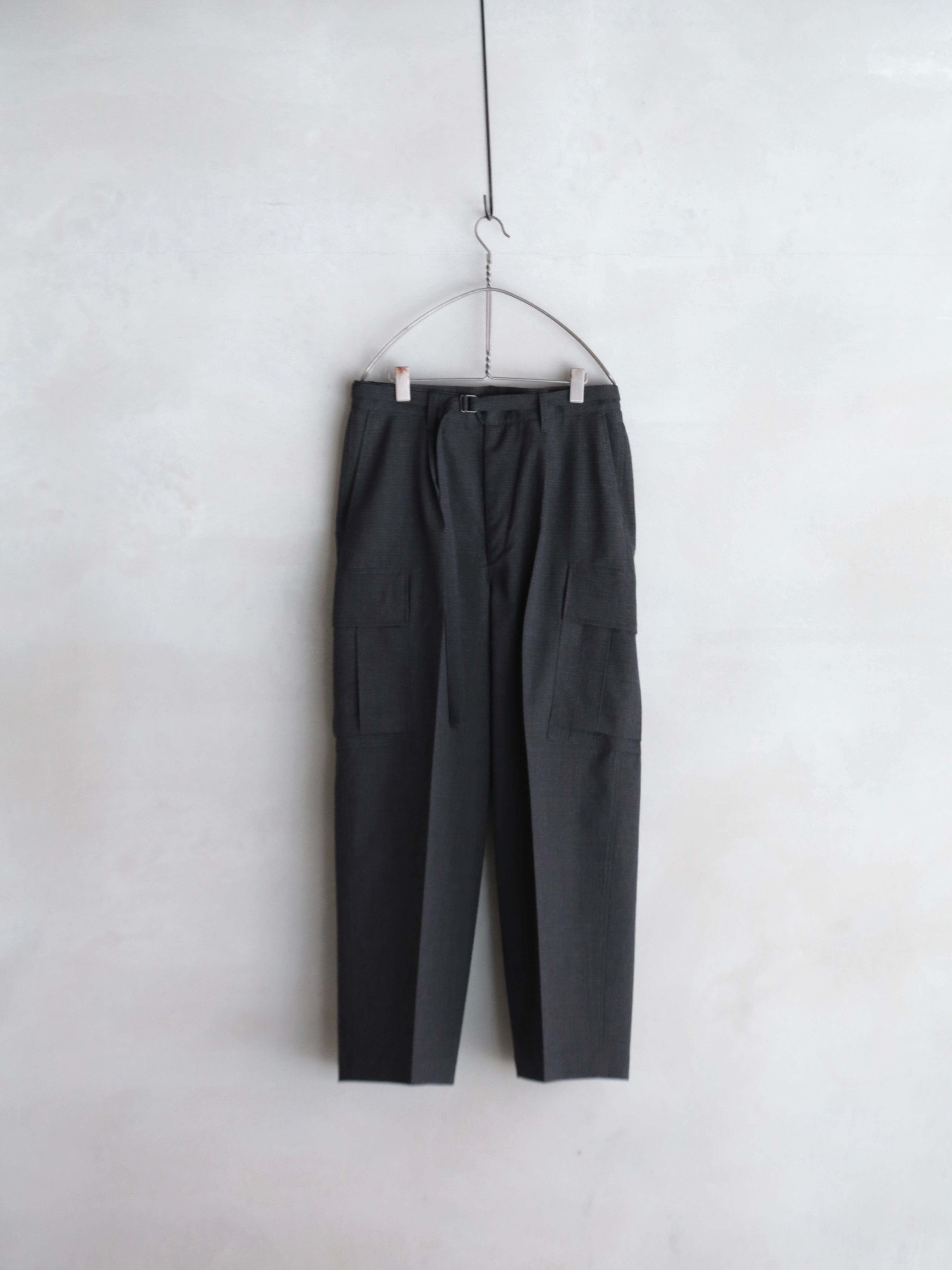 blurhms】Wool Ramie Mohair 6P Belted Trousers (Mens) – End on End.