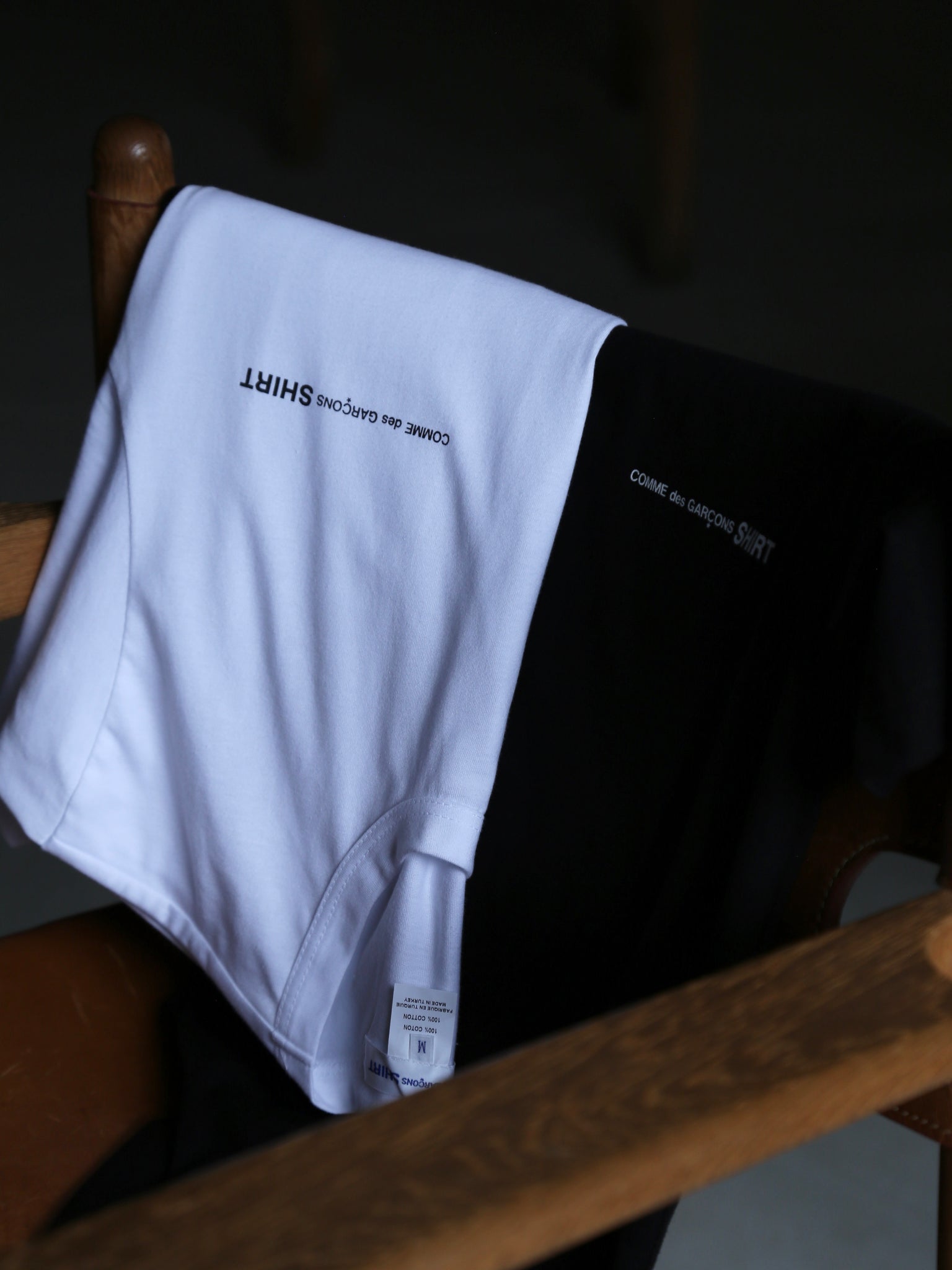 cotton jersey plain with printed "CDG SHIRT" logo on chest