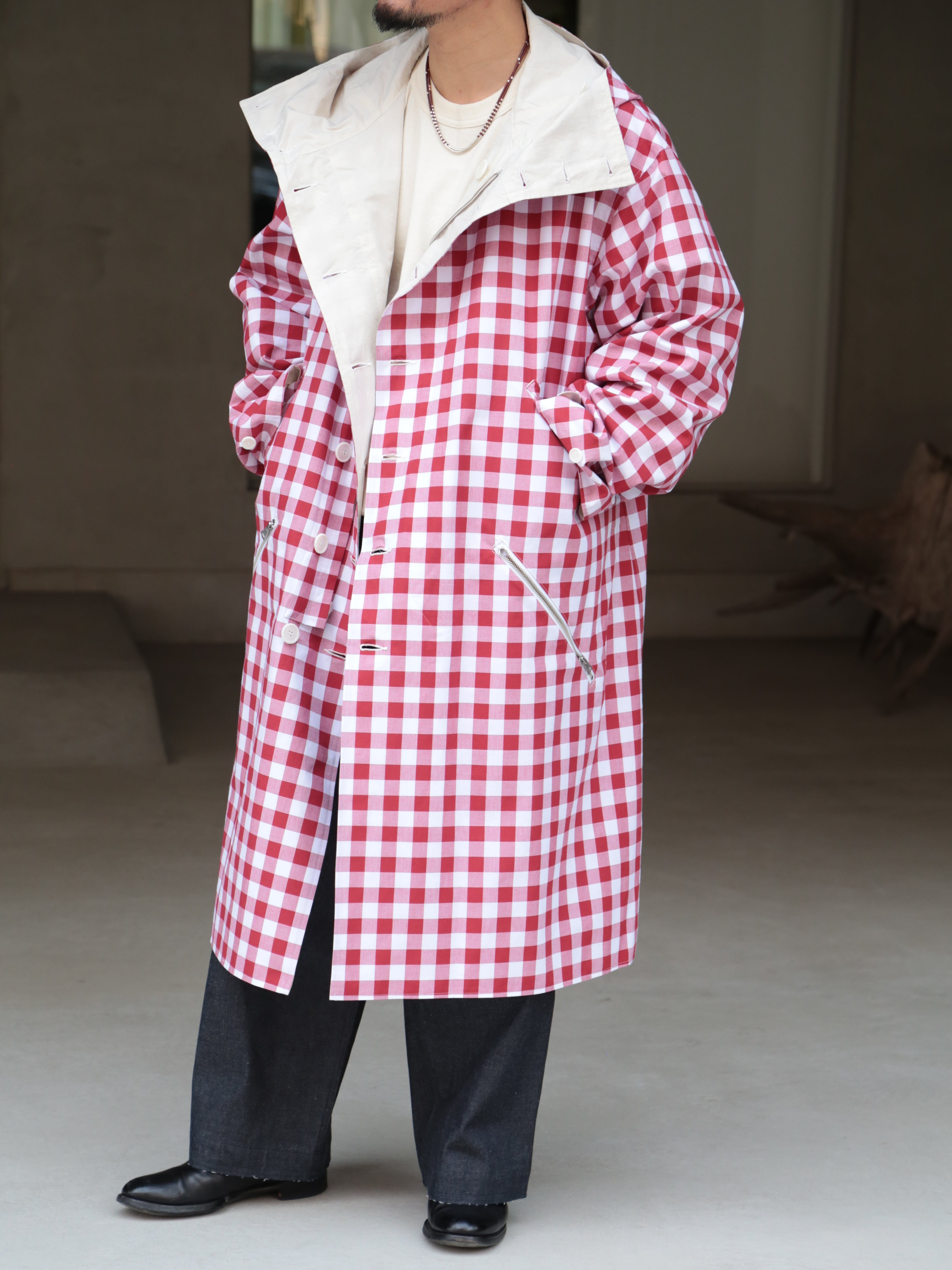 【NOZOMI ISHIGURO】チェック柄パッチワークダッフルコート(Red) CLASS】CCGS08UNI B VICHY GINGHAM SNOW PARKER (LYRIA) – End on End.