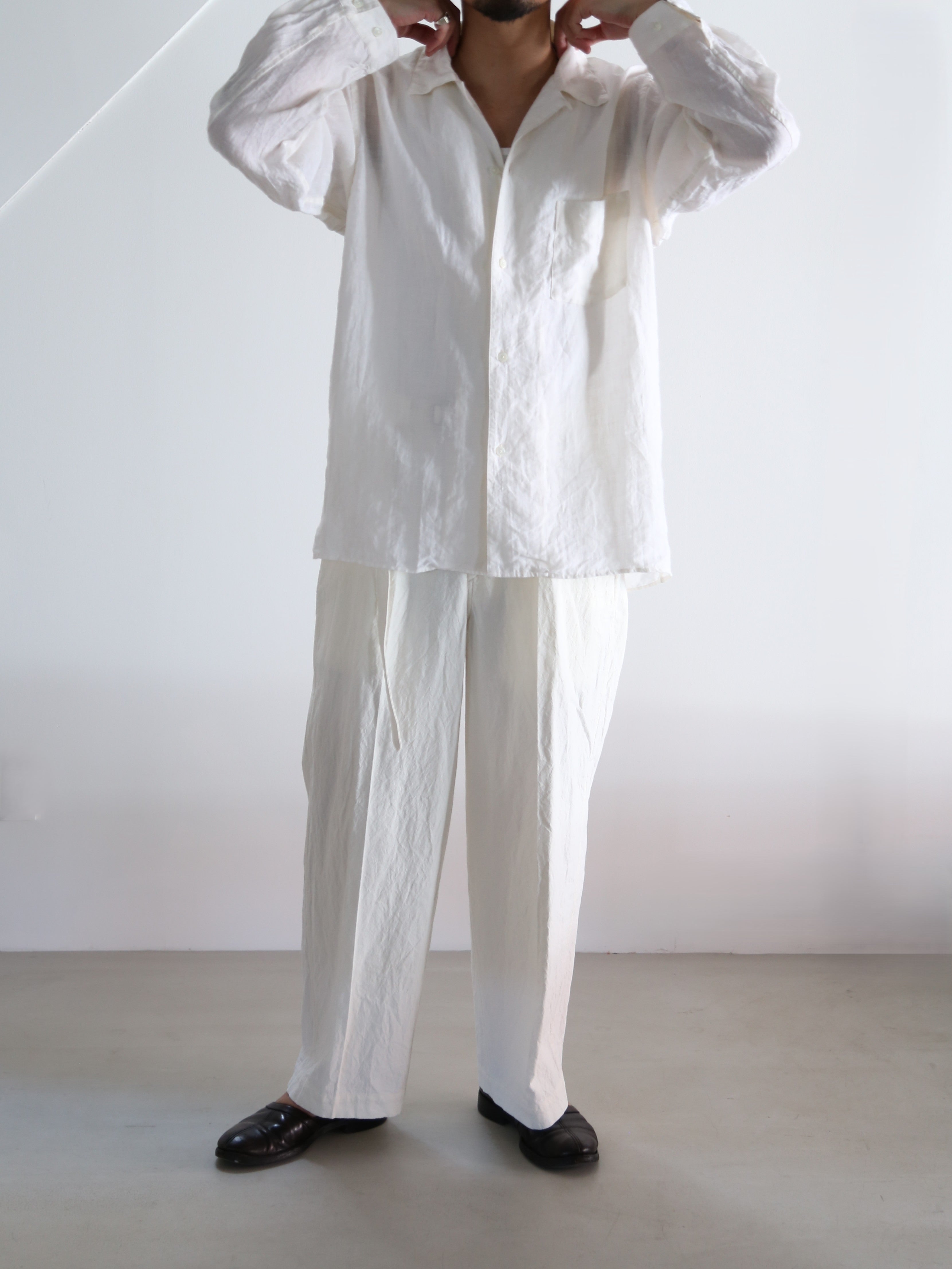 blurhms】Linen Open-collar Shirt L/S (Mens) – End on End.