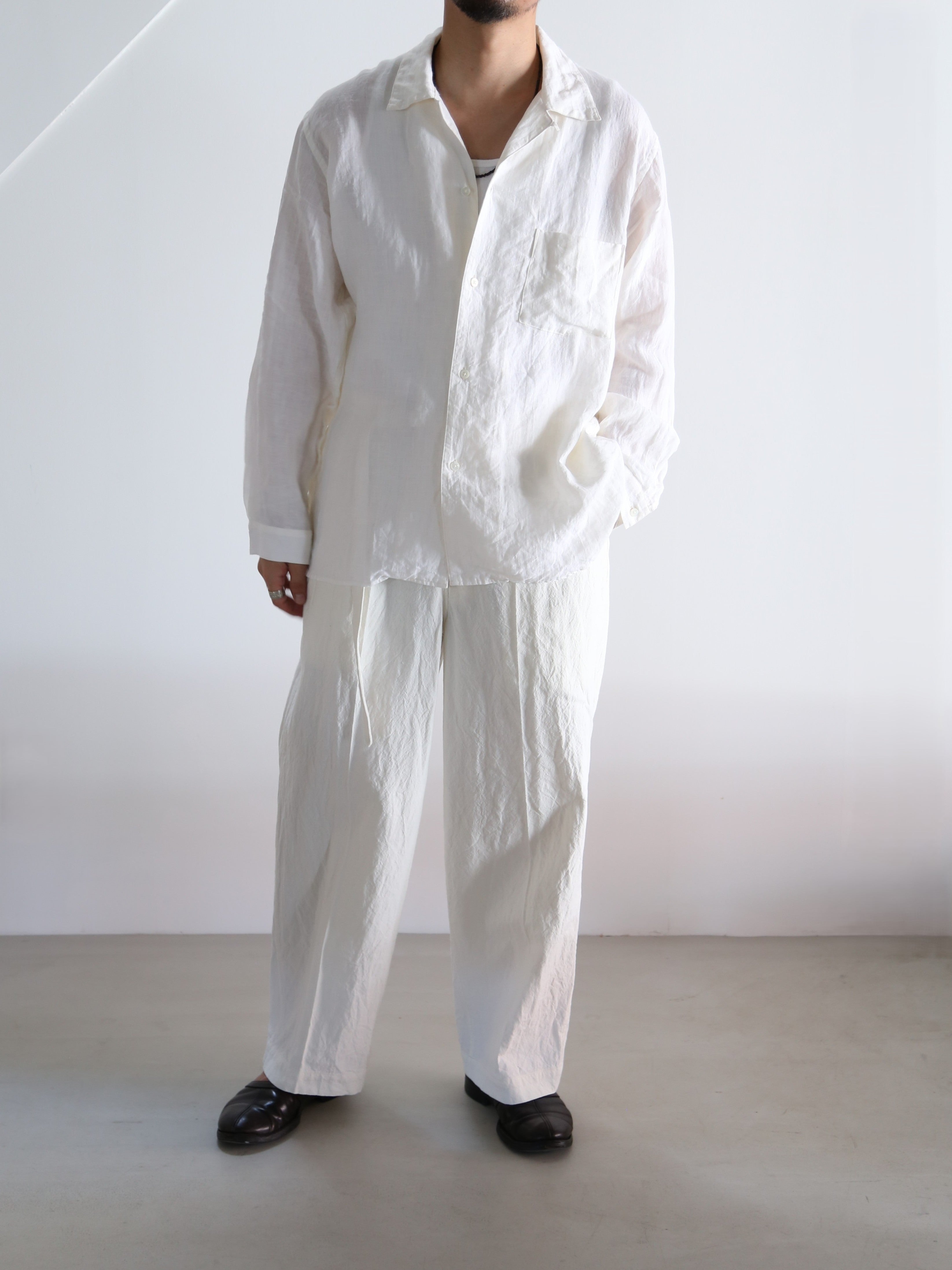 blurhms】Linen Cotton Belted Trousers (Mens) – End on End.