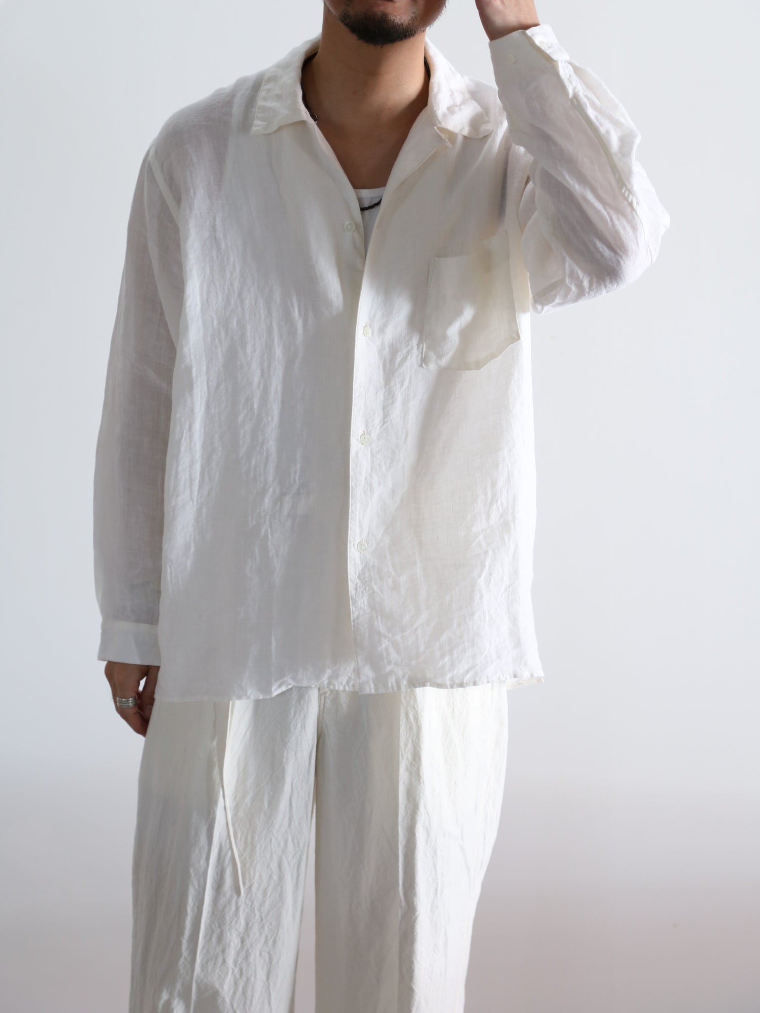 Linen Open-collar Shirt L/S