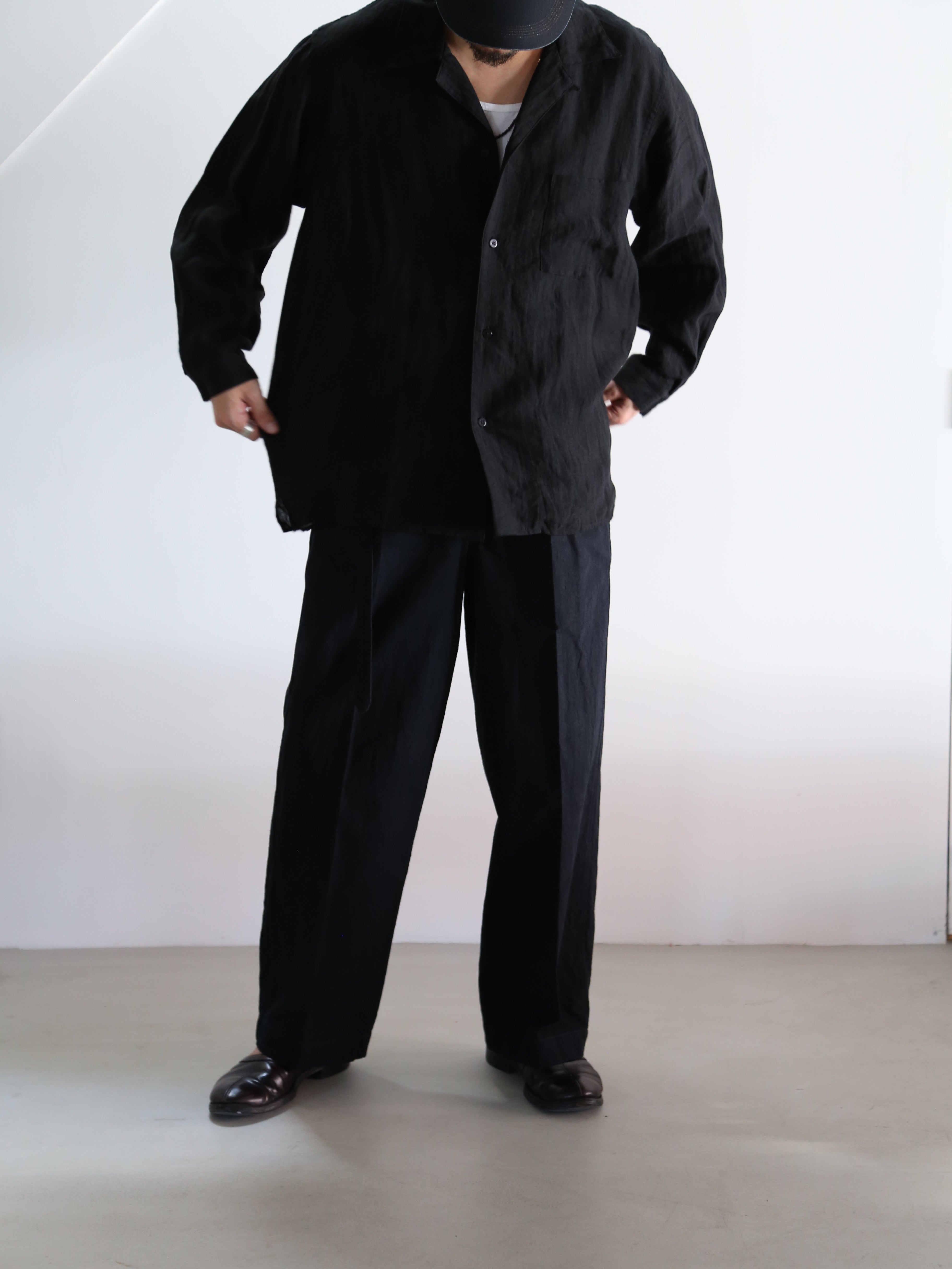blurhms】Linen Open-collar Shirt L/S (Mens) – End on End.