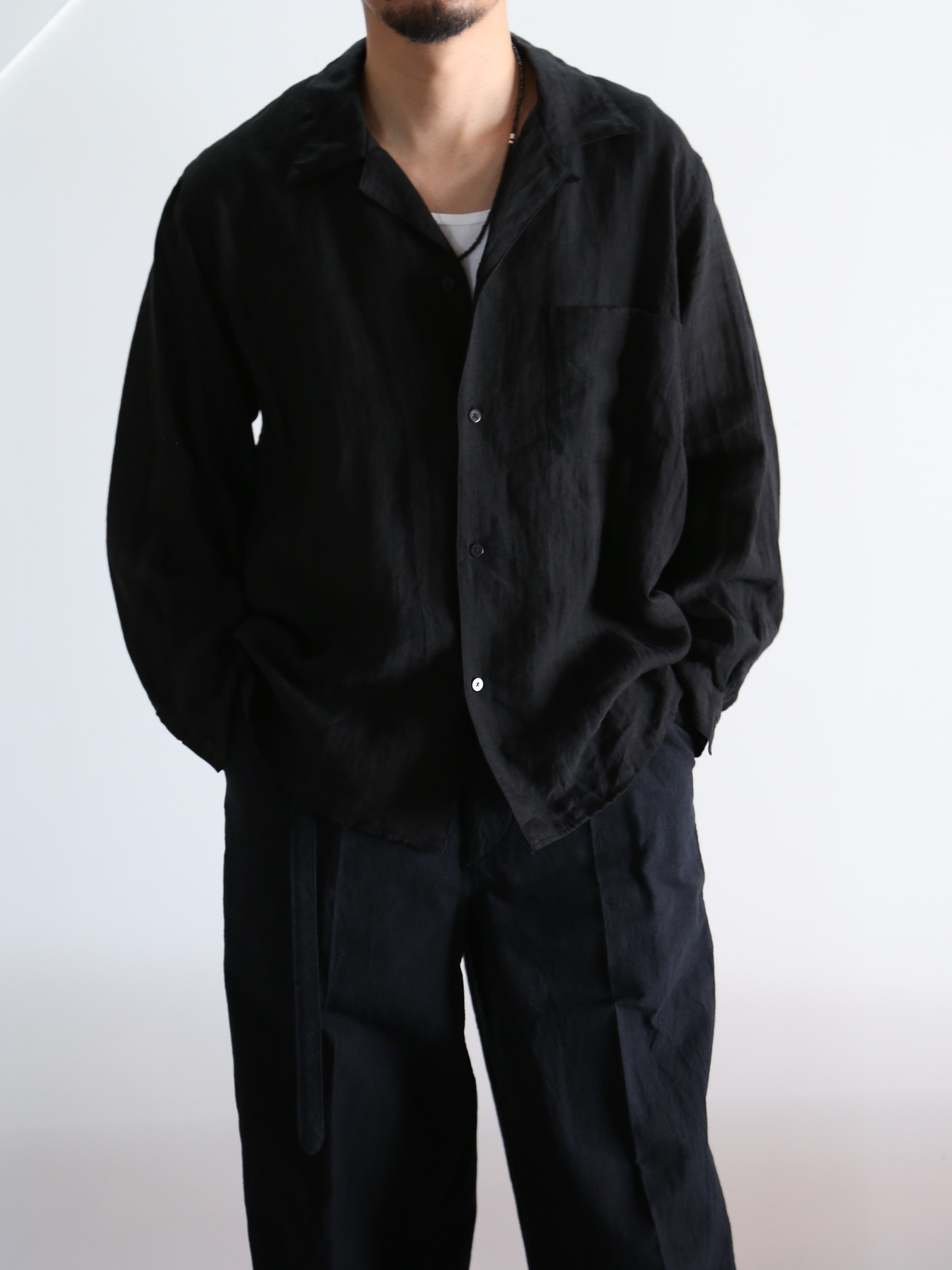 blurhms】Linen Open-collar Shirt L/S (Mens) – End on End.