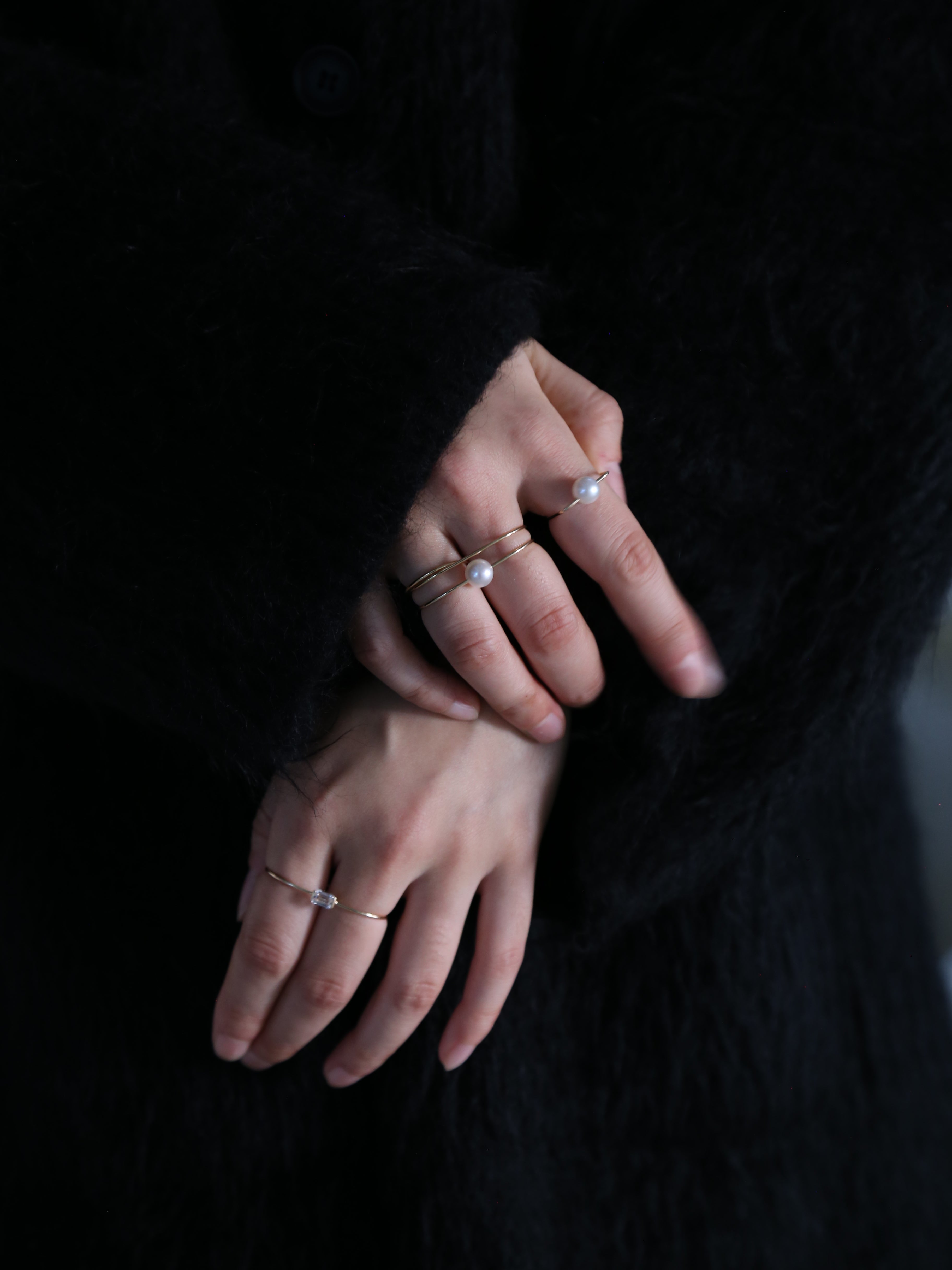 Hirotaka シルバーリング 2点セット13号 Hirotaka】Bird of Paradise White Topaz Double Finger Ring – End on