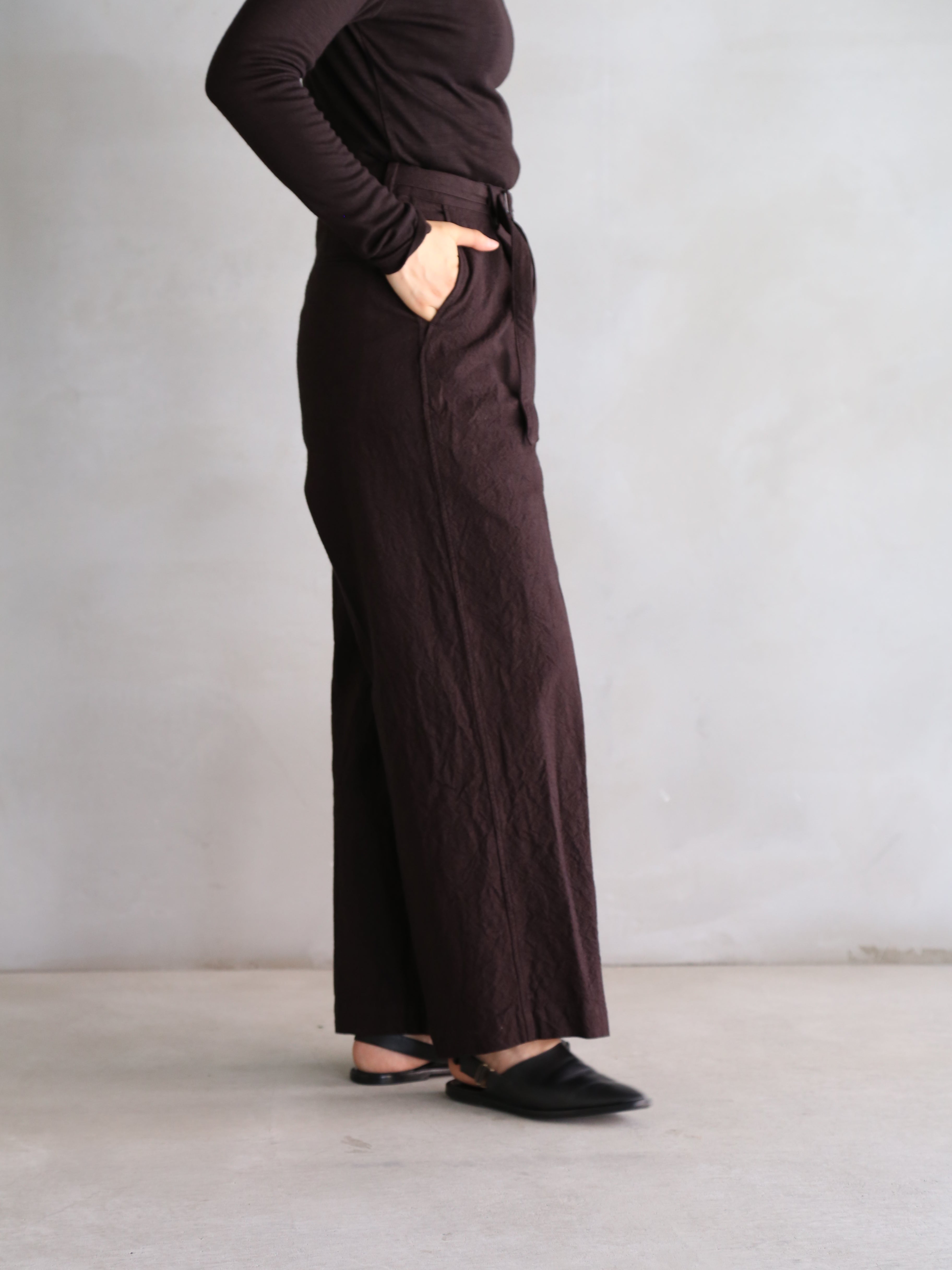 blurhms】Linen Cotton Belted Trousers (Womens) – End on End.
