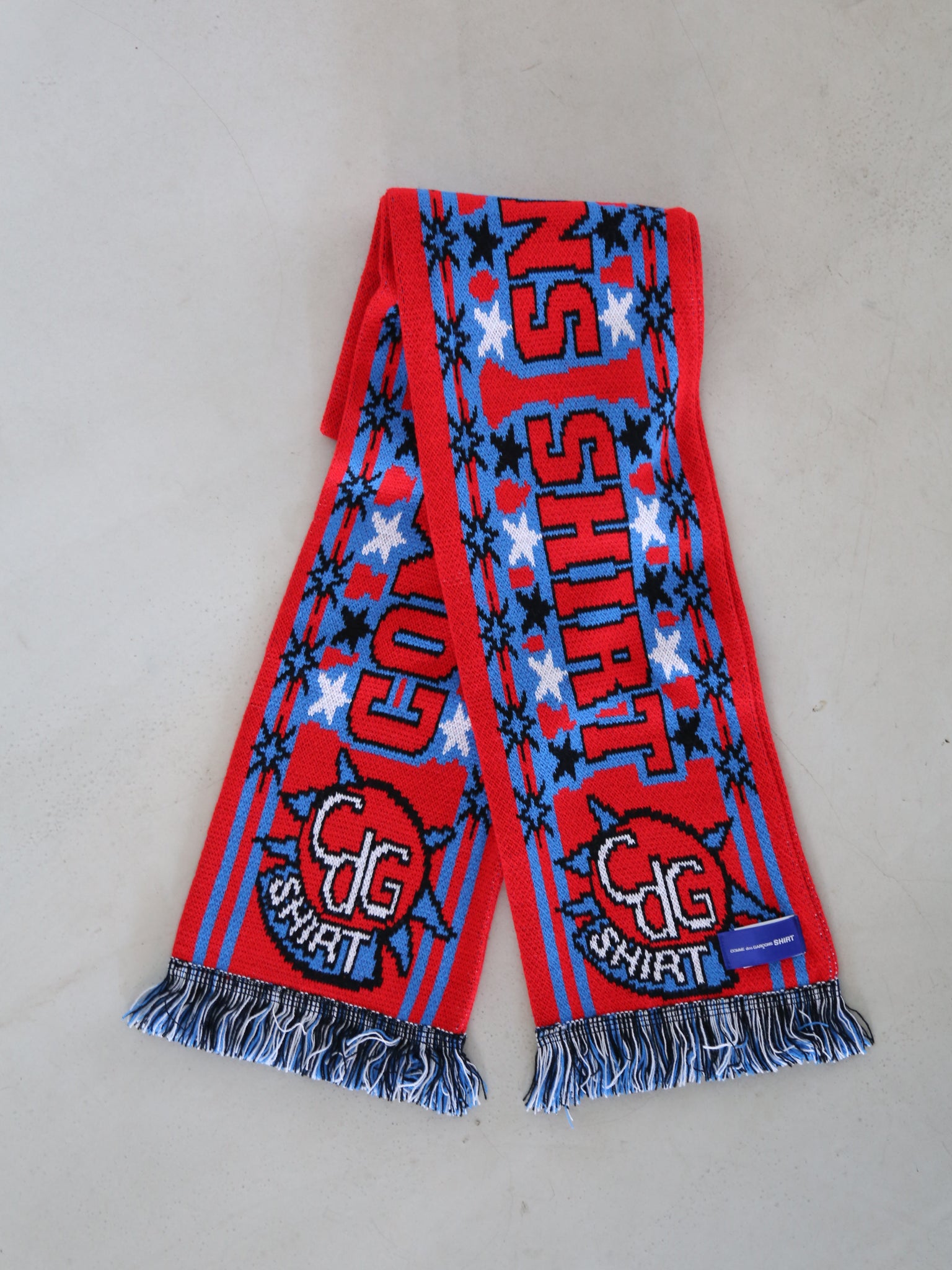 【COMME des GARCONS SHIRT】knitted jacquard acrylic football scarves (GD)
