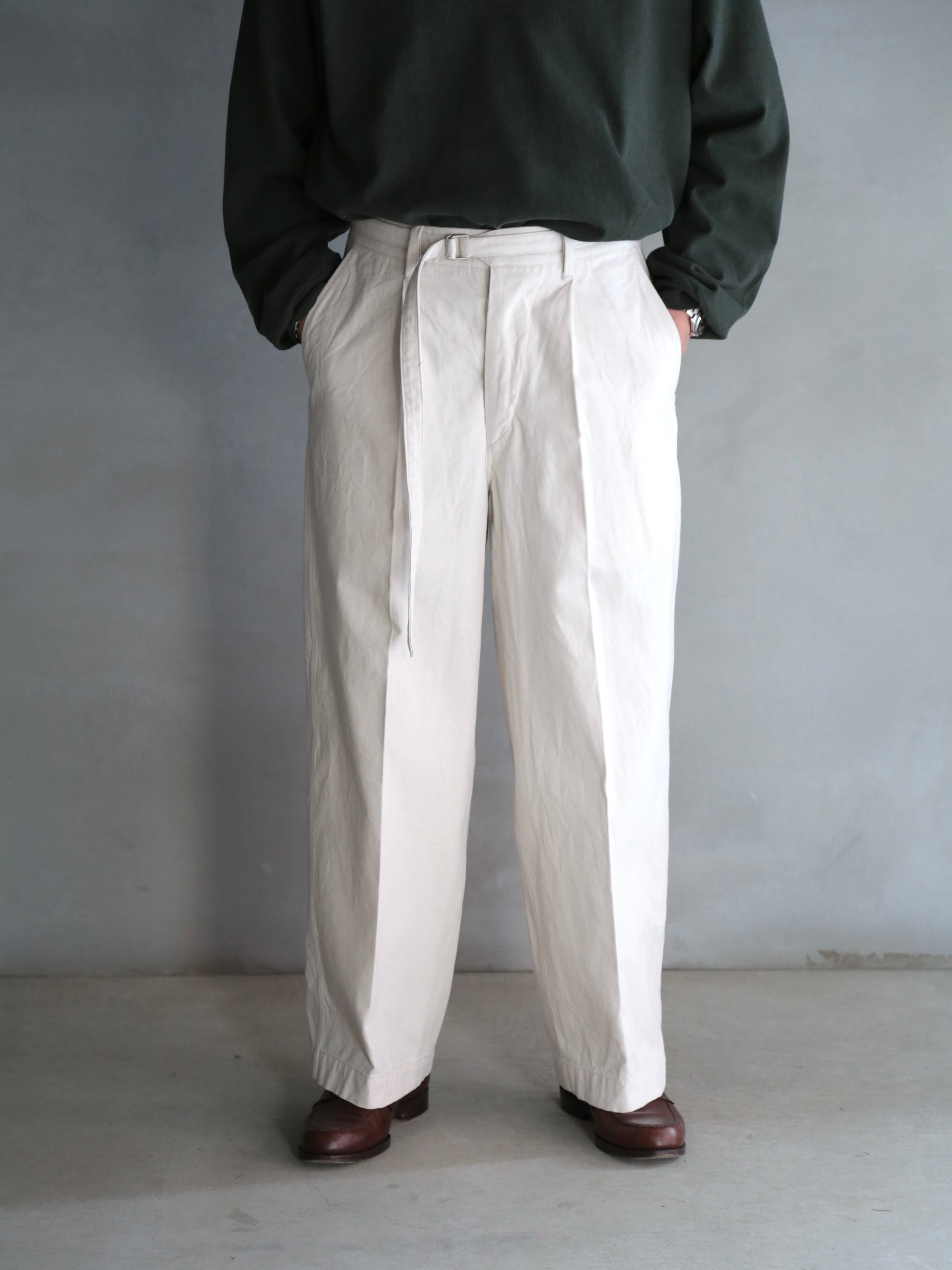 blurhms】Hard Twist Gabardine Belted Trousers (Mens) – End on End.