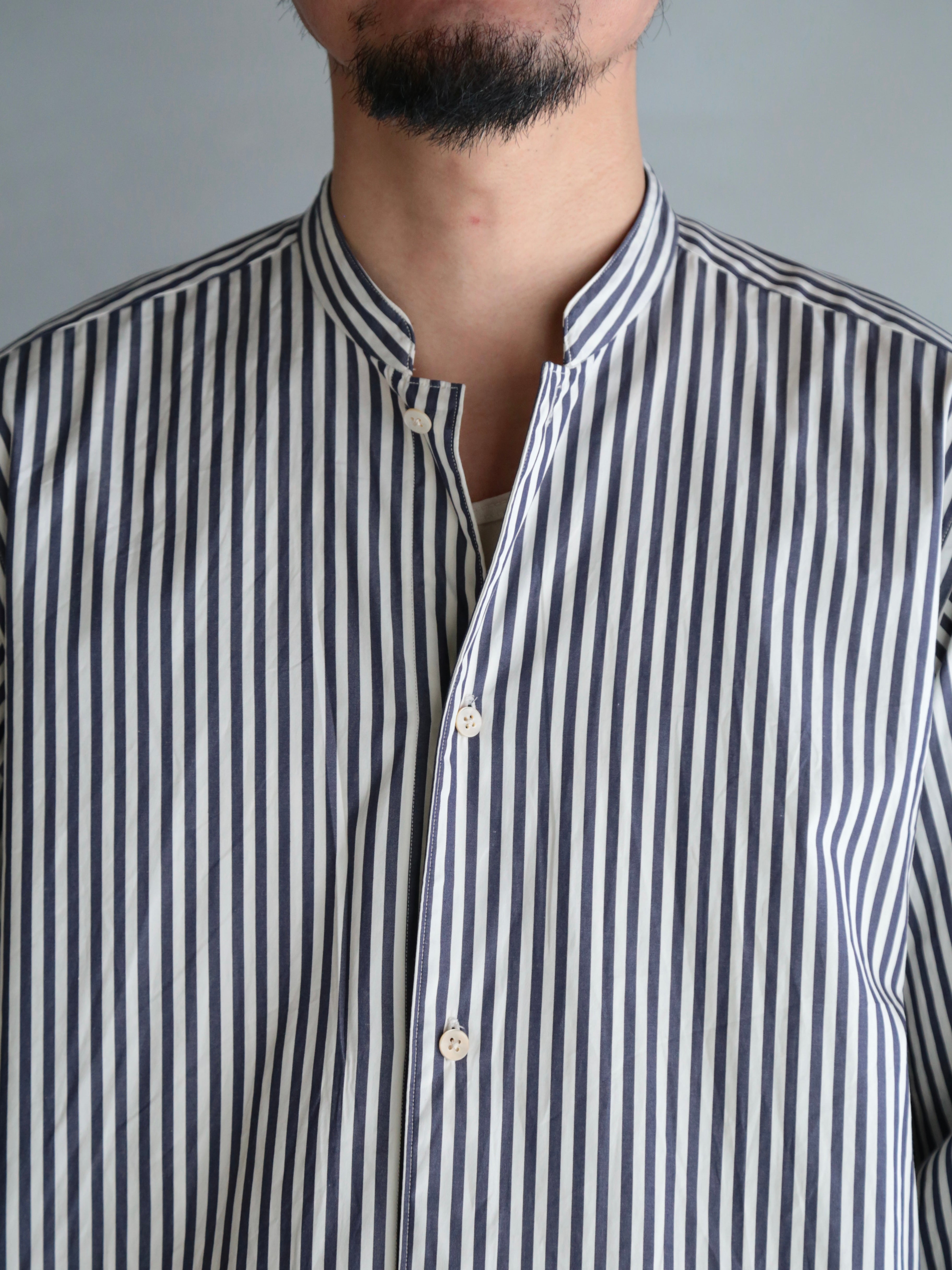 blurhms】Stripe Standing-Collar Shirt (Mens) – End on End.