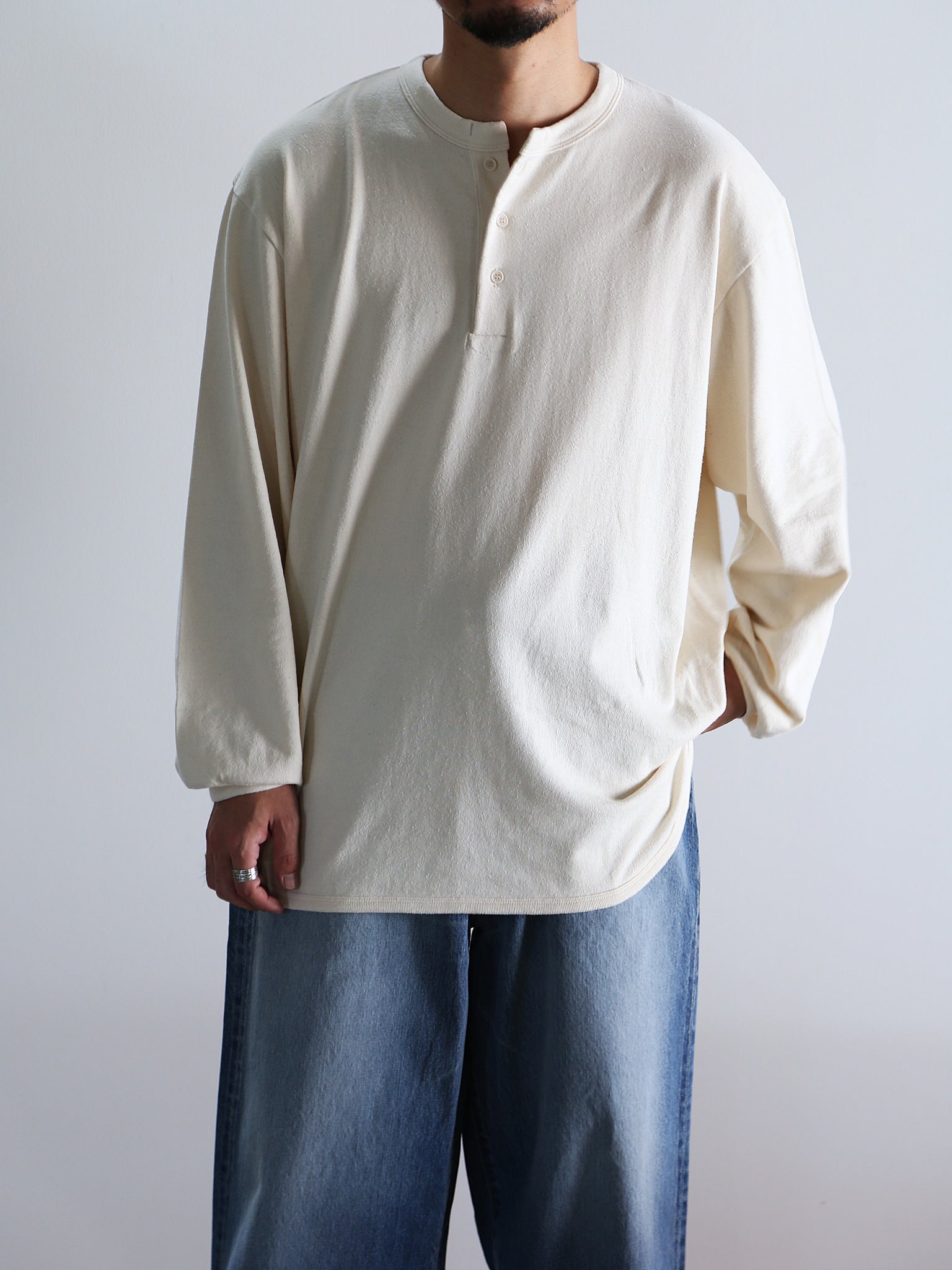 【blurhms】Co/Silk Nep Baseball Henry (Mens＆Womens)