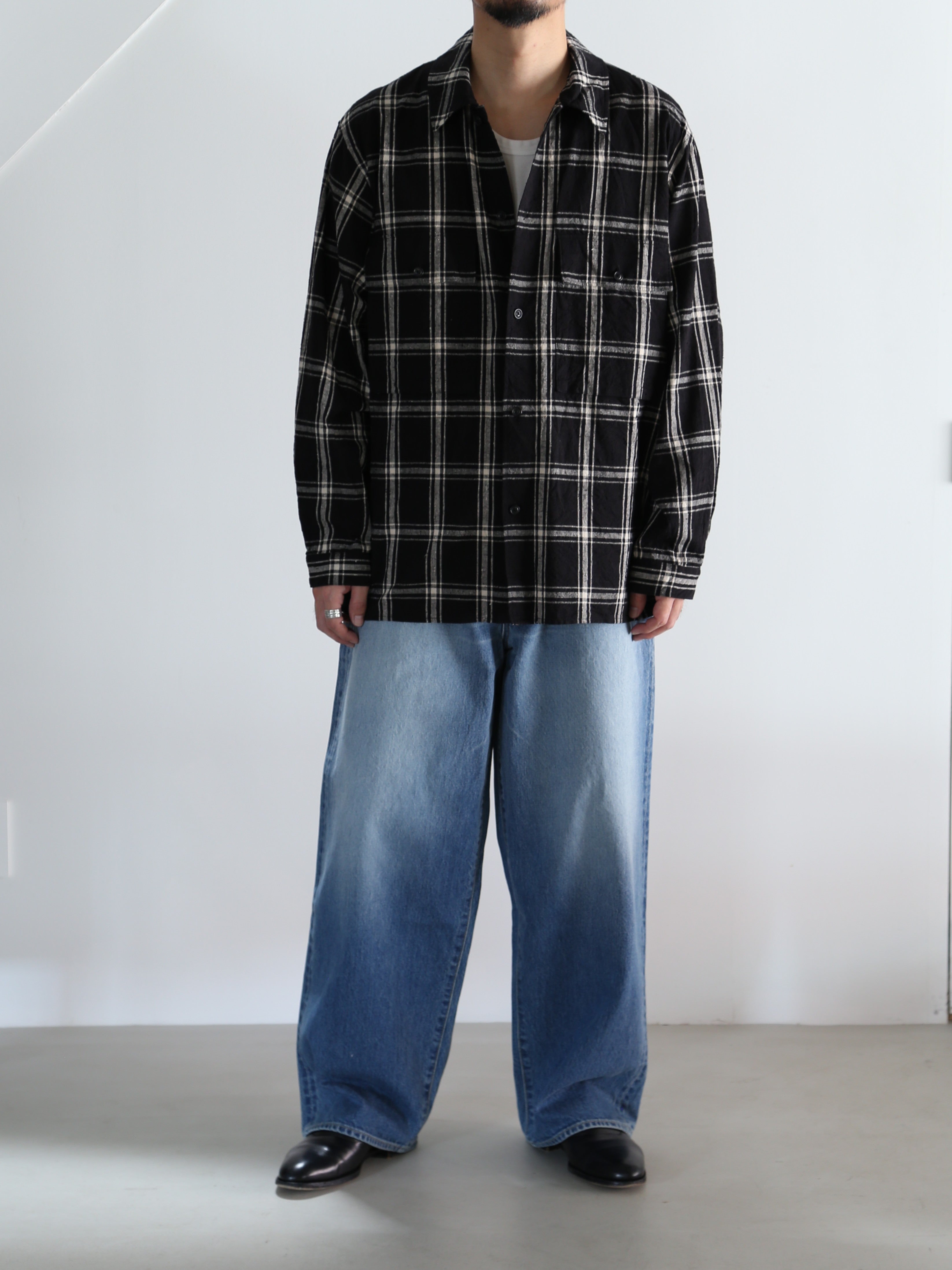blurhms】Silk/Cotton Nep Plaid Military Shirt (Mens) – End on End