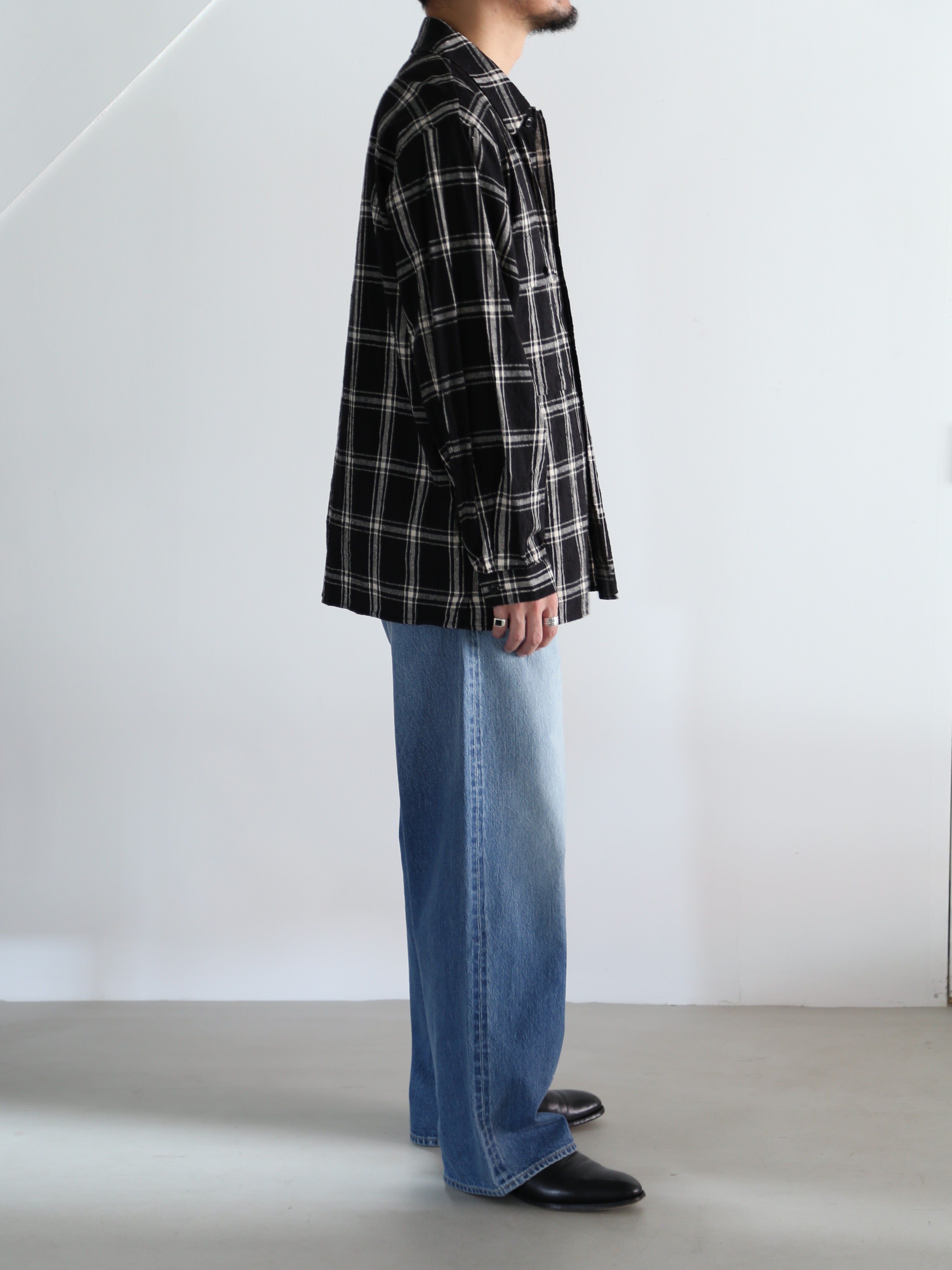 blurhms】Silk/Cotton Nep Plaid Military Shirt (Mens) – End on End.
