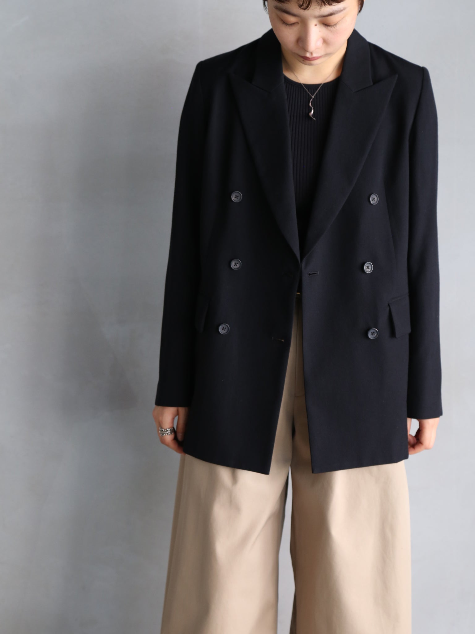 【blurhms】Wool Gabardine Double-Breasted Jacket (Womens)