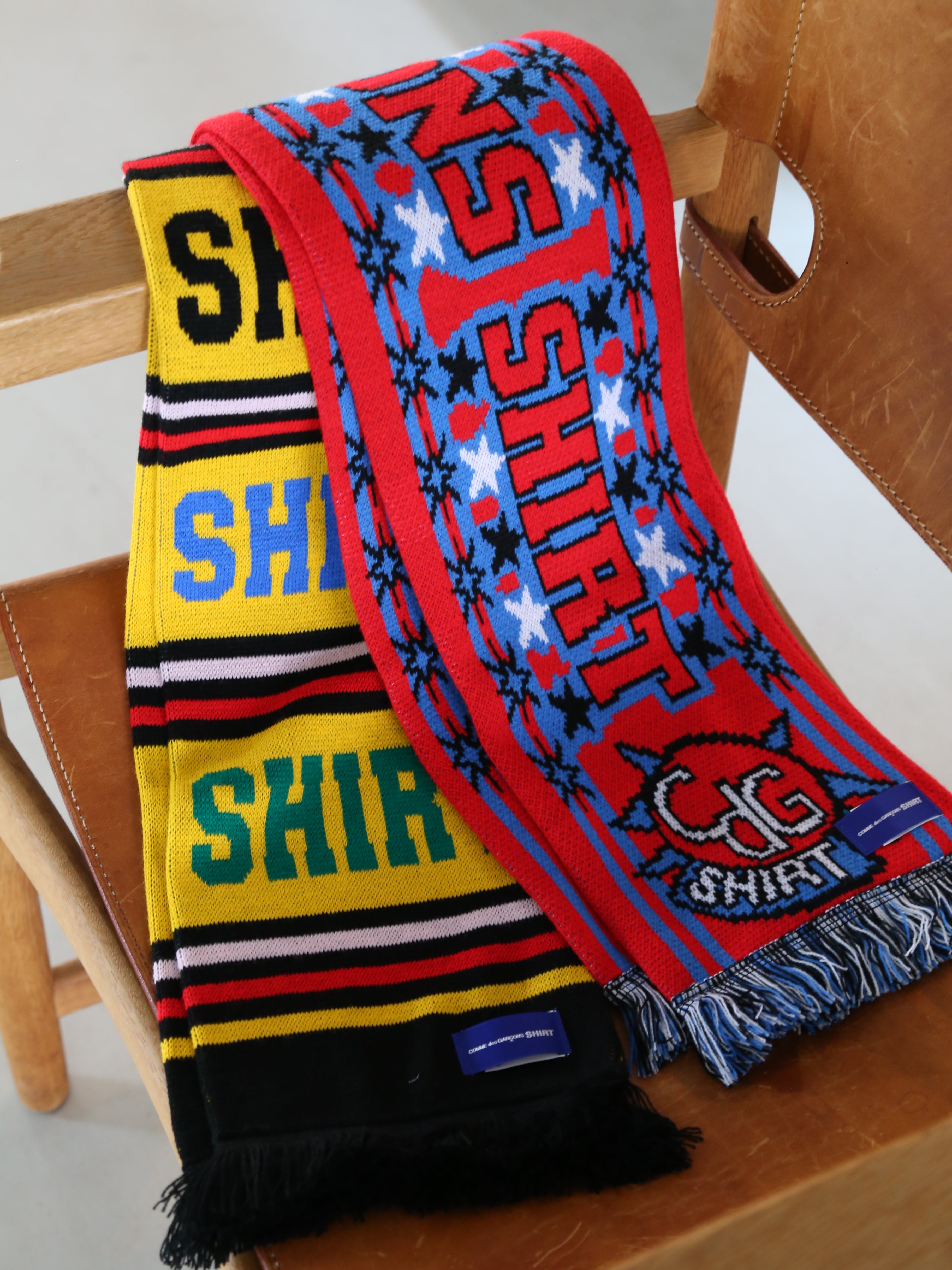 COMME des GARCONS SHIRT】knitted jacquard acrylic football scarves