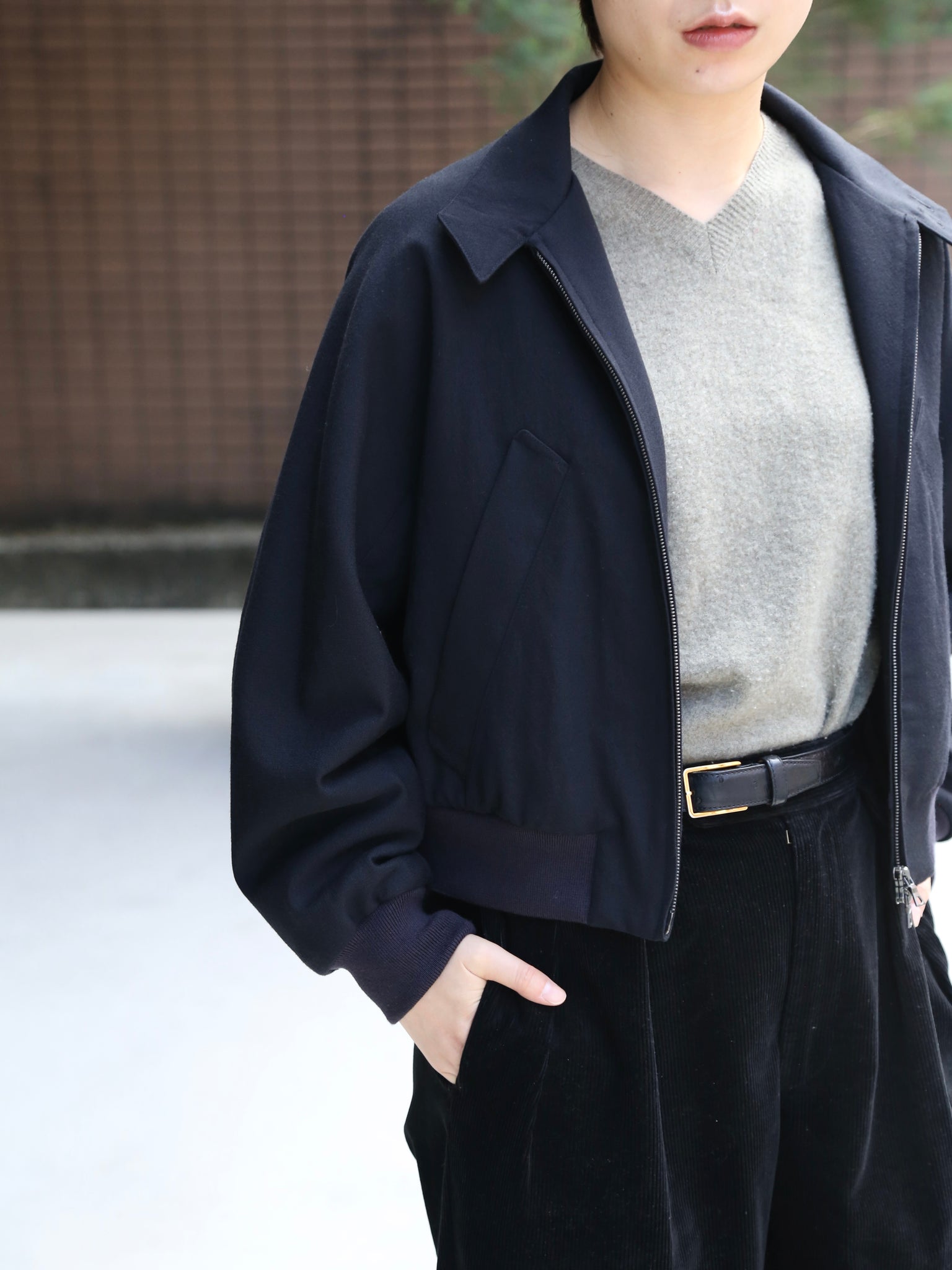 【blurhms】Wool Gabardine Harrington Jacket (Womens)