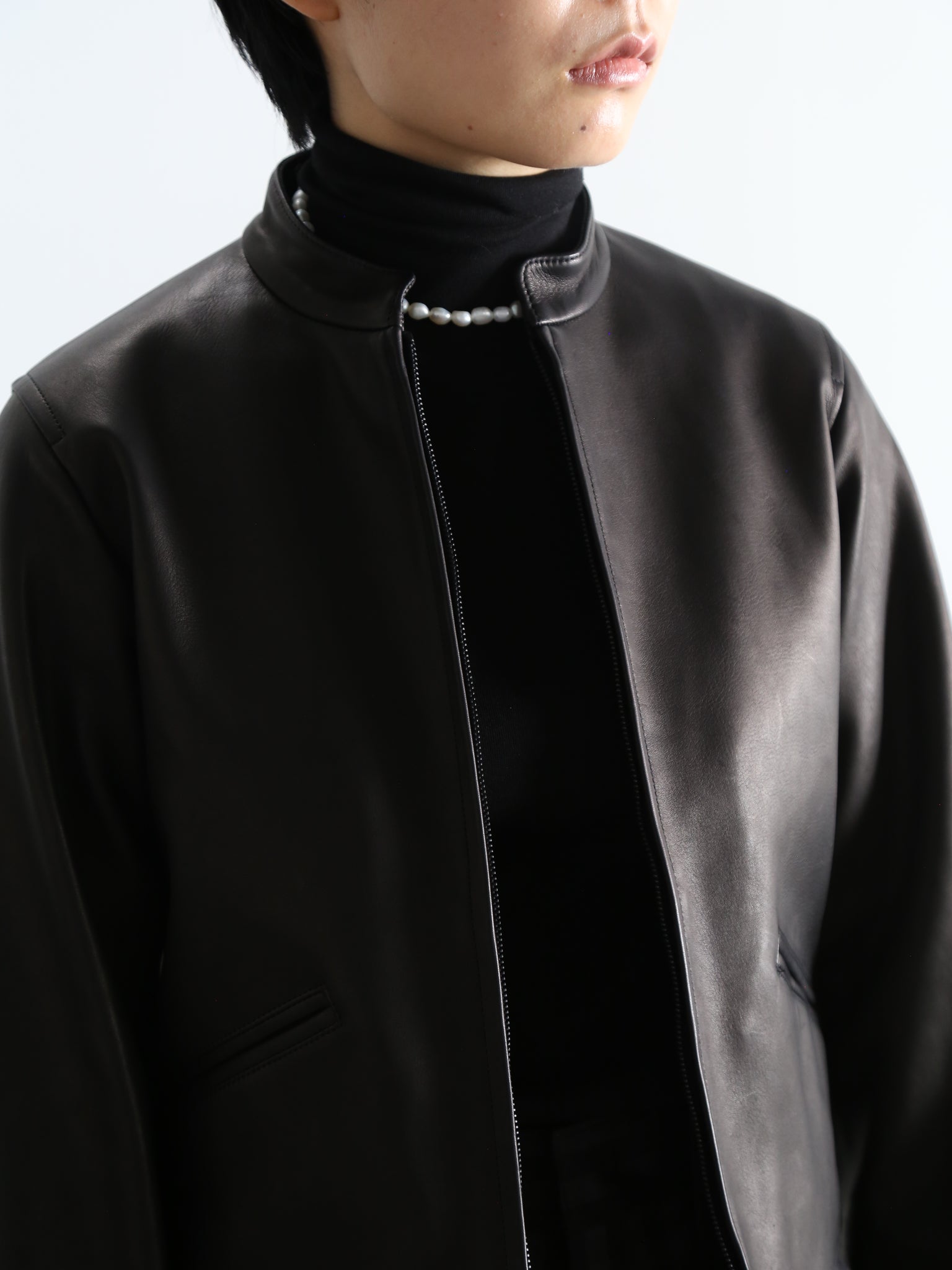 【blurhms】Lamb Leather Zip Short Jacket (Womens)