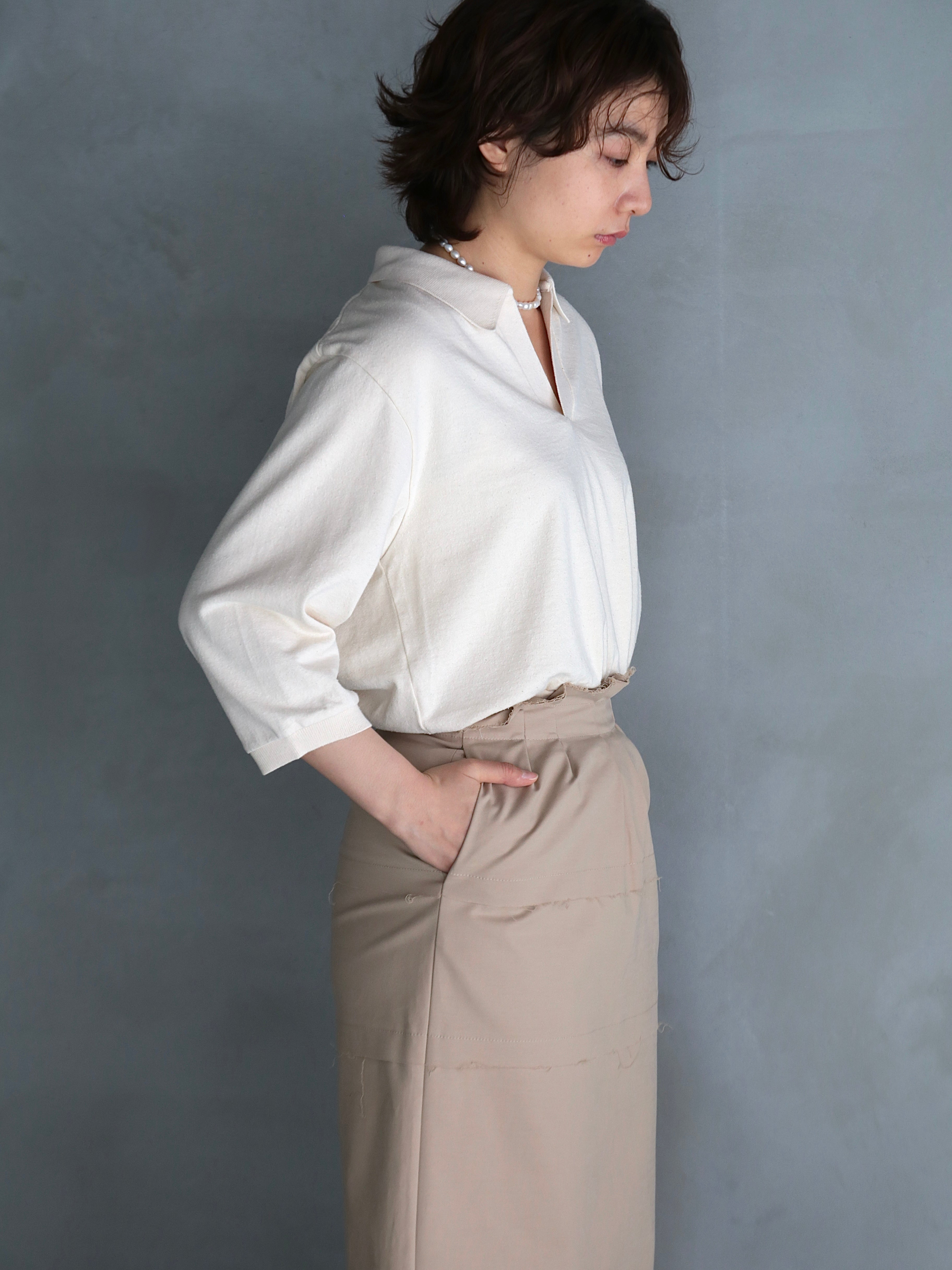 blurhms】Co/Silk Nep Skipper Cropped Sleeve (Womens) – End on End.