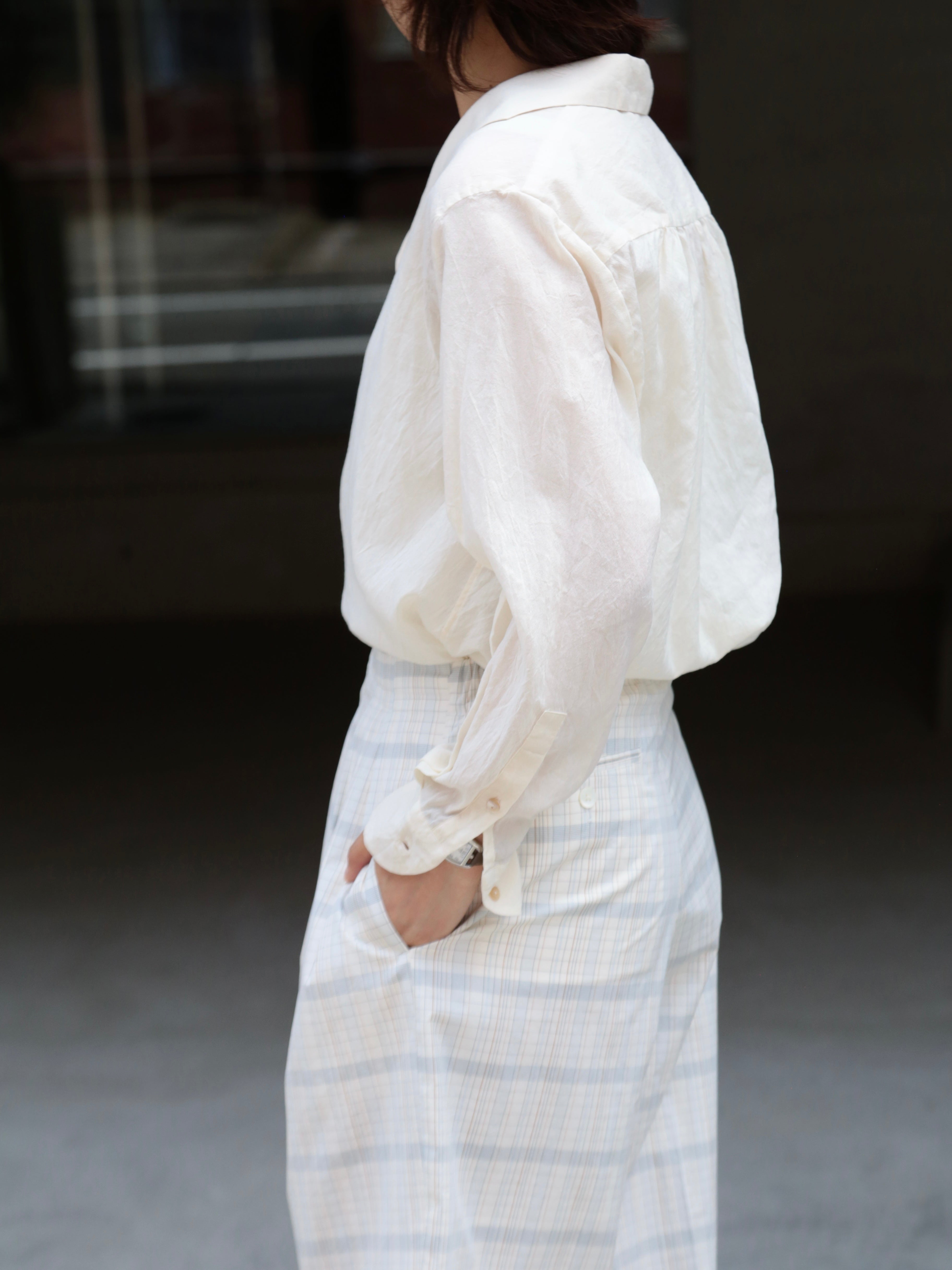 blurhms】Silk-Co Voile French Shawl Collar Shirt (Womens) – End on