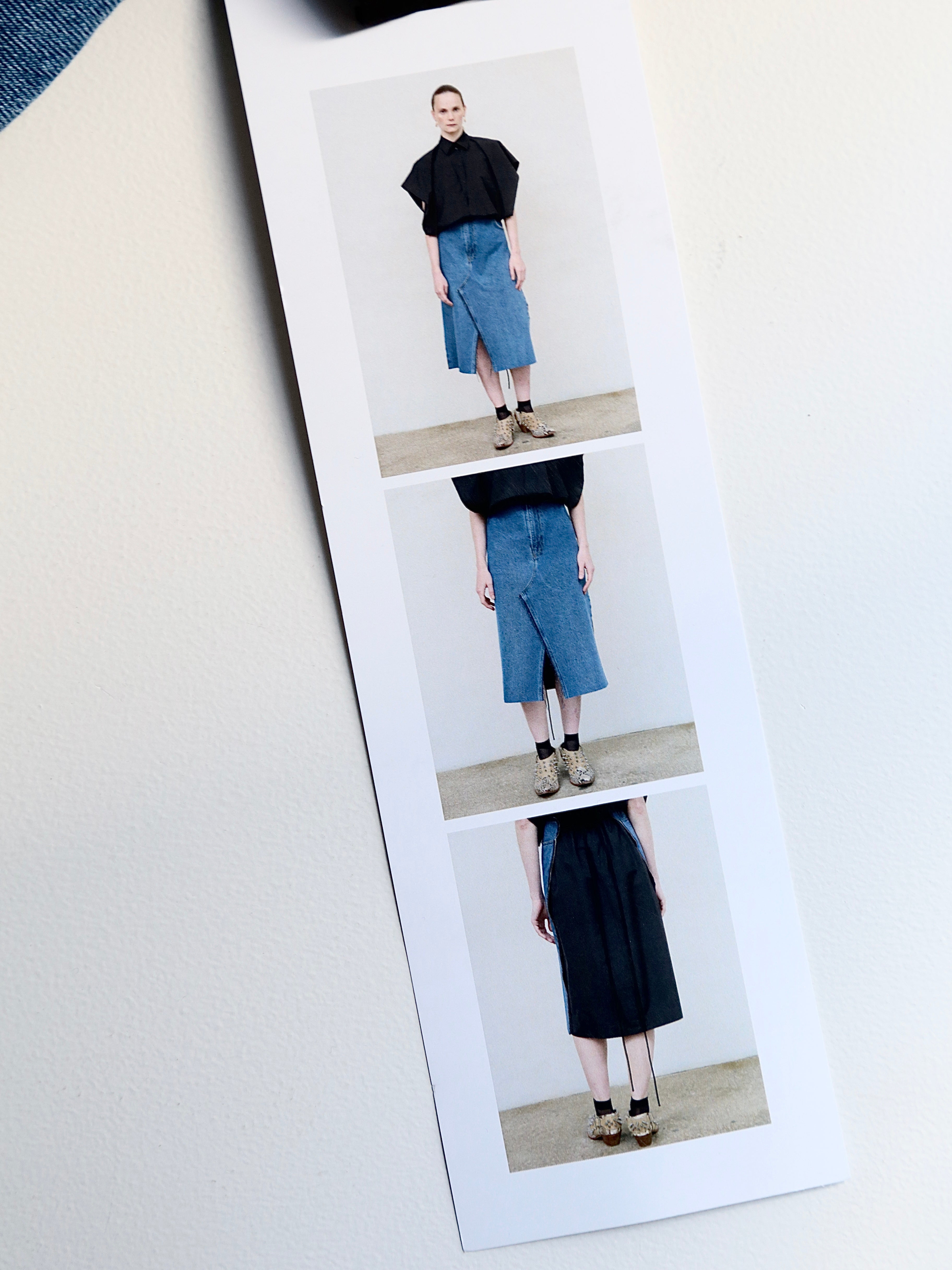 LITKOVSKA】Denim-Wool Blend Midi Skirt – End on End.