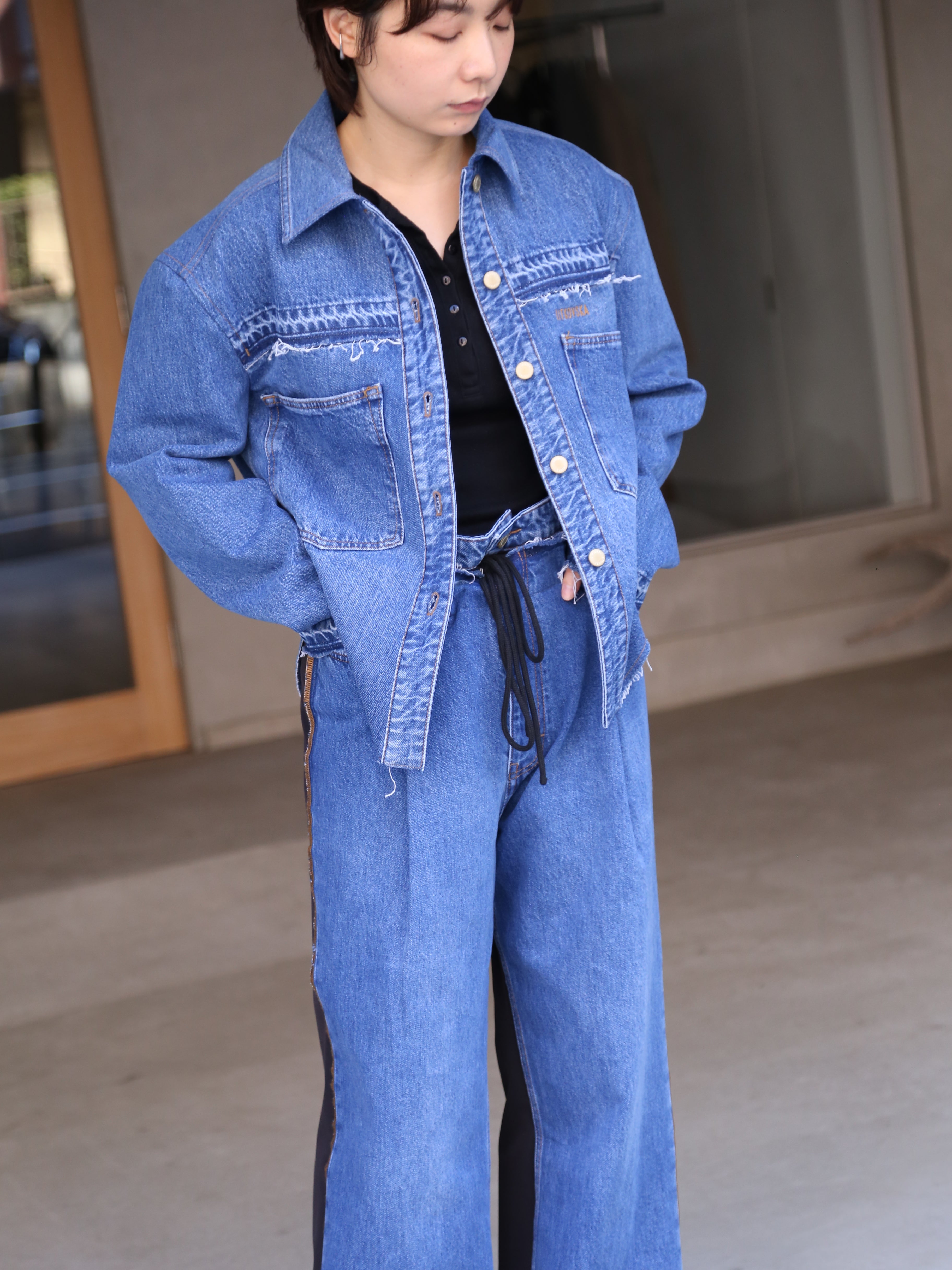 LITKOVSKA】Pleated Wide-Leg Jeans – End on End.