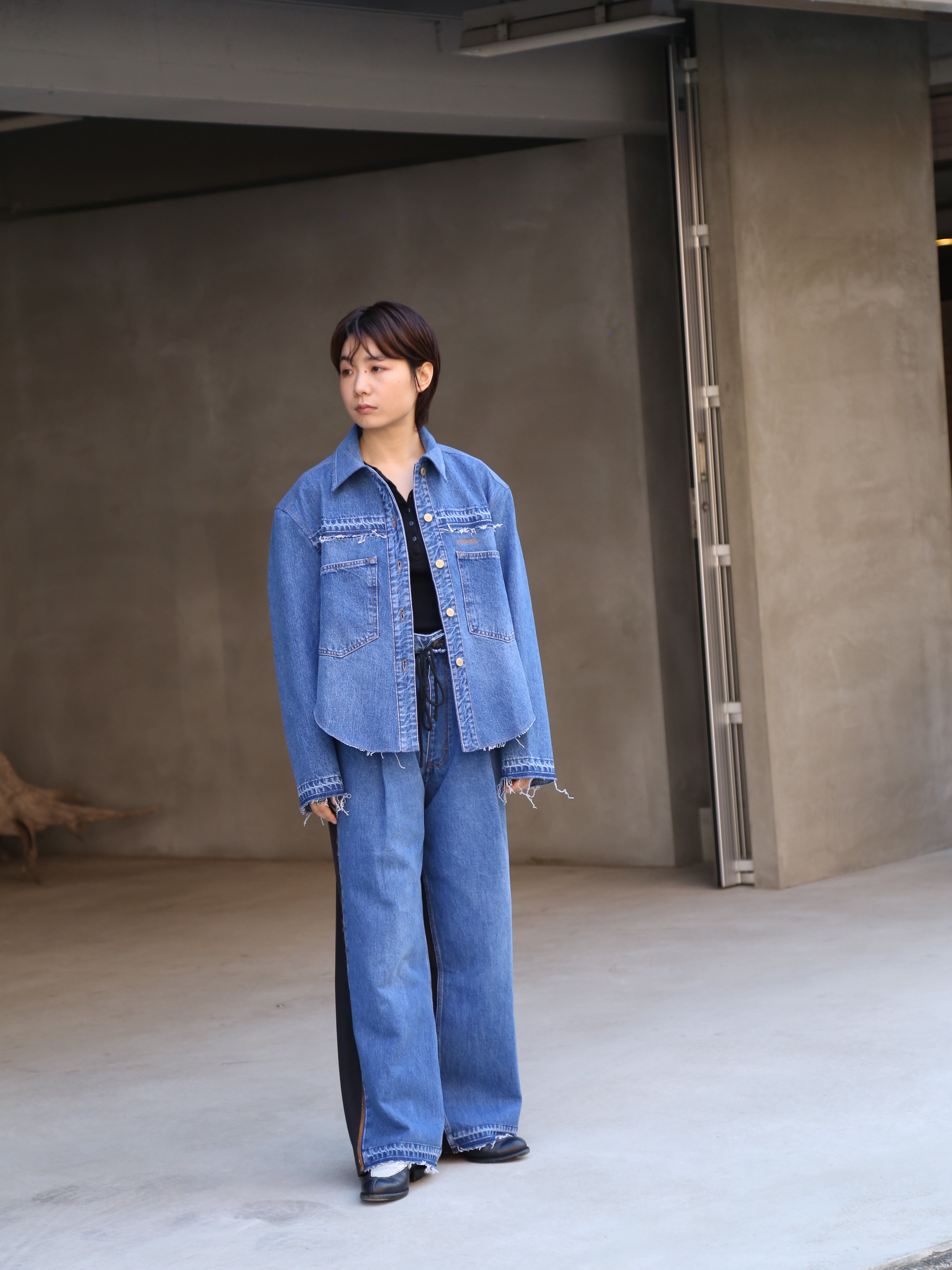 LITKOVSKA】Pleated Wide-Leg Jeans – End on End.