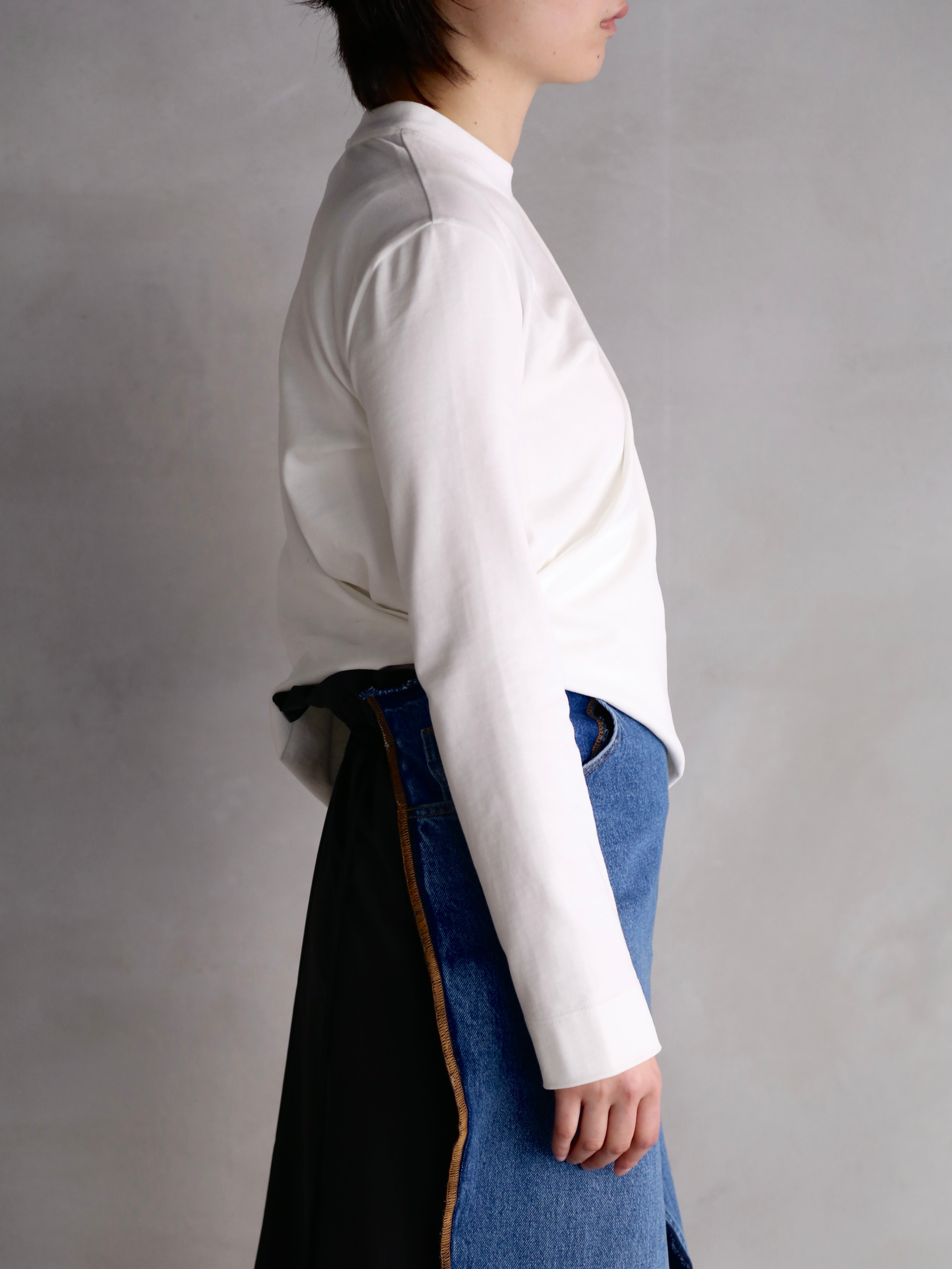 2025 LITKOVSKA リトコフスカ サイドカシュクールシャツ　白　36 LITKOVSKA】Asymmetric Cotton Longsleeve – End on End.