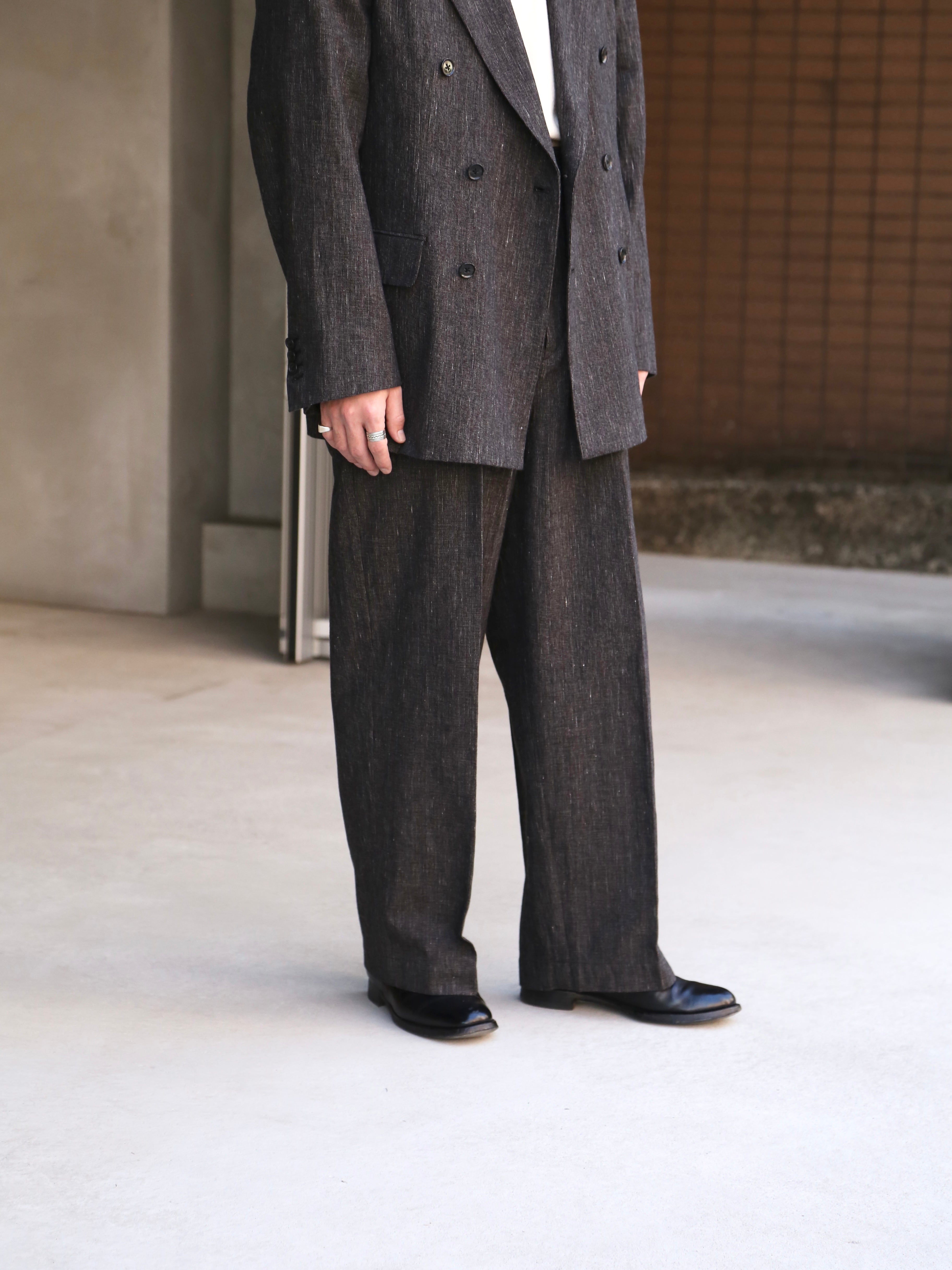 blurhms】Cotton Mix Nep Trousers (Mens) – End on End.